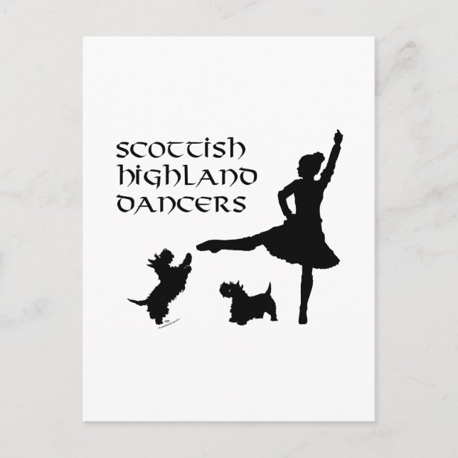 Highland Dancer Scottie Dogs Postcard (Front)