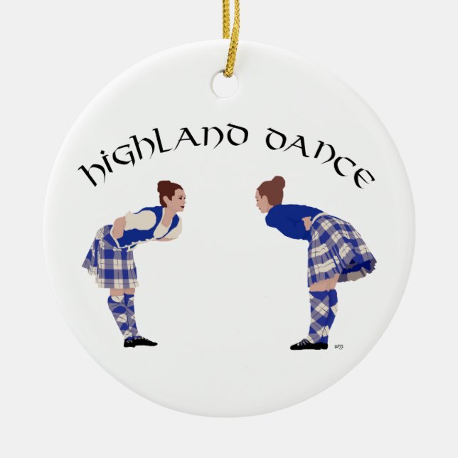 Highland Dancers Bow Ceramic Ornament (Front)