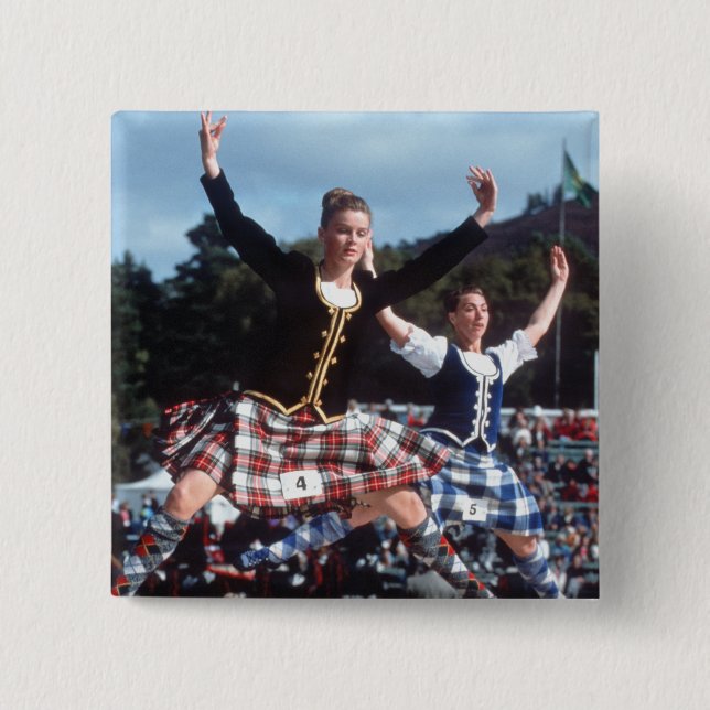 Highland Dancing 2 Inch Square Button (Front)