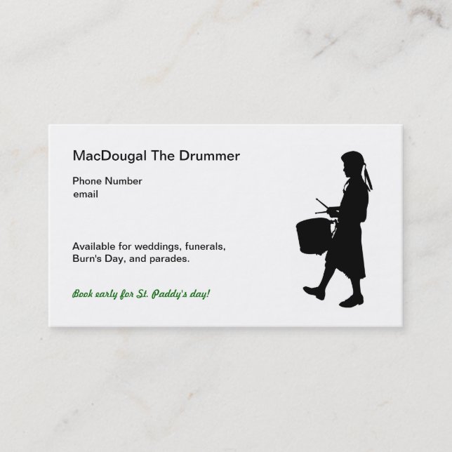 Highland Drumming Business Cards (Front)