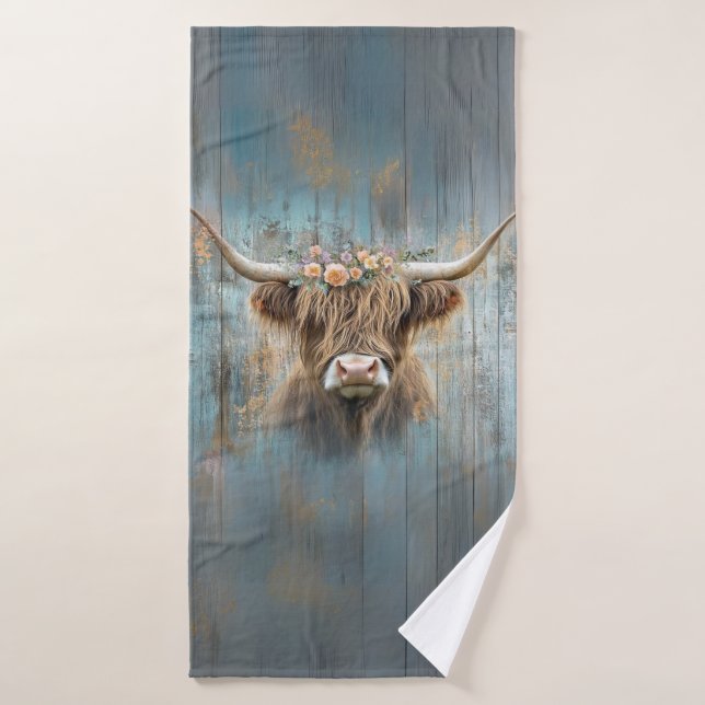 Highland Farmhouse Western Barnyard Flower Crown  Bath Towel Set (Bath Towel)