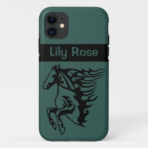 Highland Green Pony Horse Stallion Bronco Line Art iPhone 11 Case