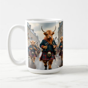 Highland Harmony:  Bagpipe Highland Cow Band  Coffee Mug