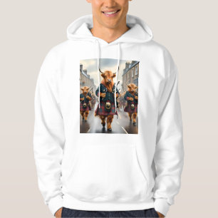 Highland Harmony: Bagpipe Highland Cow Band Hoodie