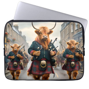Highland Harmony:  Bagpipe Highland Cow Band  Laptop Sleeve