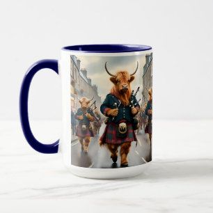 Highland Harmony: Bagpipe Highland Cow Band Mug
