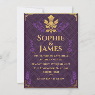 Highland Heather Purple & Gold Invitation