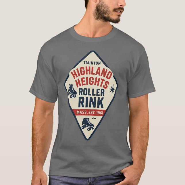 Highland Heights Roller Rink - Taunton, MA Retro R T-Shirt (Front)