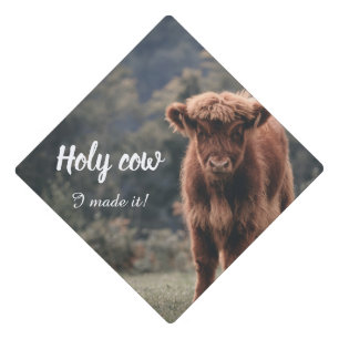 Highland holy cow calf I made it Graduation Cap Topper