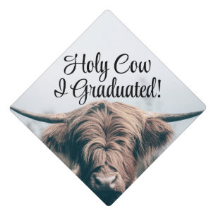 Highland holy cow I graduated Custom text Graduation Cap Topper