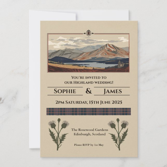 Highland Landscape Wedding Invitation (Front)