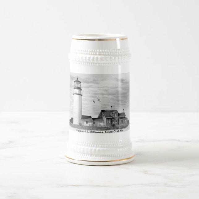 Highland Lighthouse, Cape Cod, Ma. Beer Stein (Center)