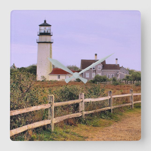 Highland Lighthouse, Cape Cod, Massachusetts Square Wall Clock (Front)