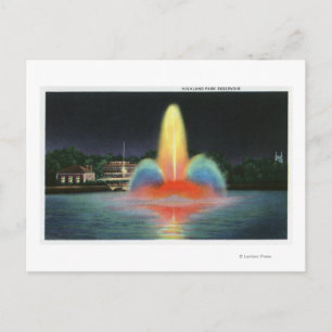 Highland Park Reservoir Illuminated at Night Postcard