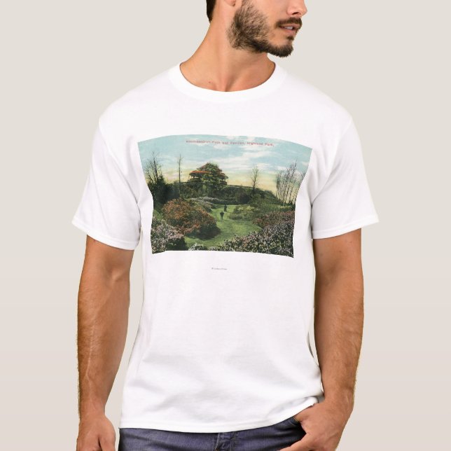 Highland Park's Rhododendron Path and Pavilion T-Shirt (Front)