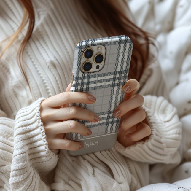 Highland Plaid Beige MagSafe Tough (Highland plaid beige phone case)