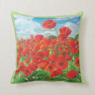 Highland Poppies Throw Pillow