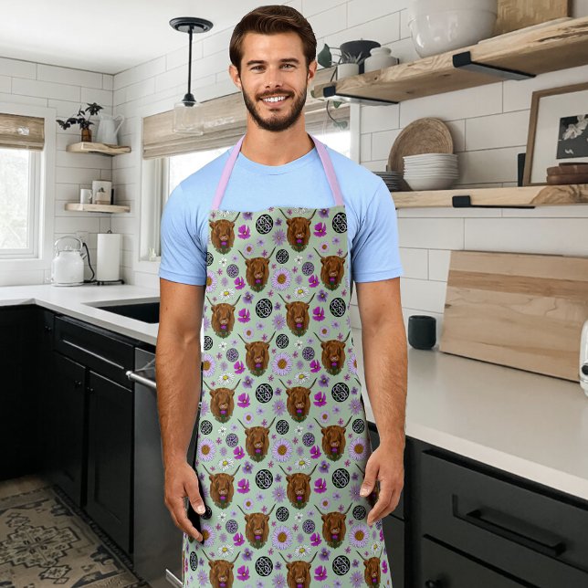 Highland Scottish Cow Purple Celtic Knot Work Apron (Creator Uploaded)