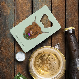 Highland Scottish Cow Purple Celtic Thistle Credit Card Bottle Opener