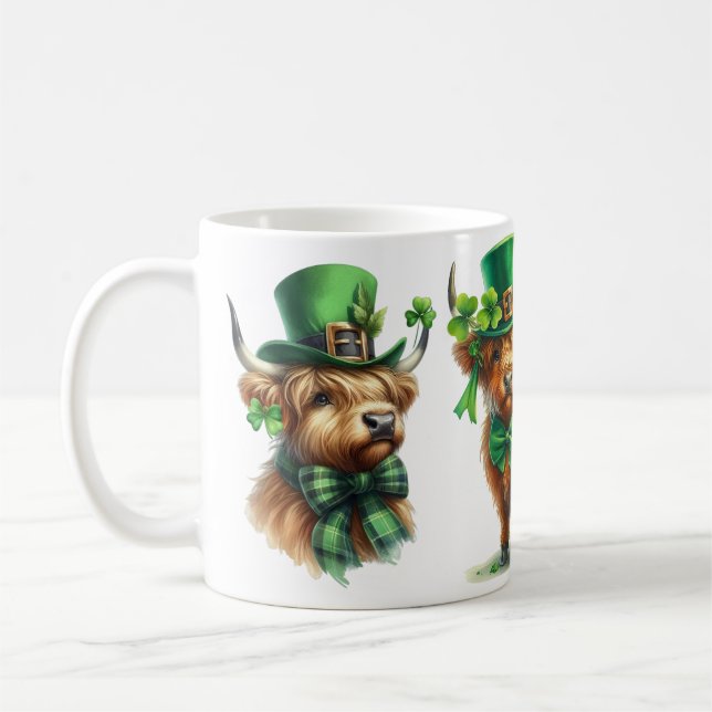 Highland Scottish cow St. Patrick's Day funny gift Coffee Mug (Left)