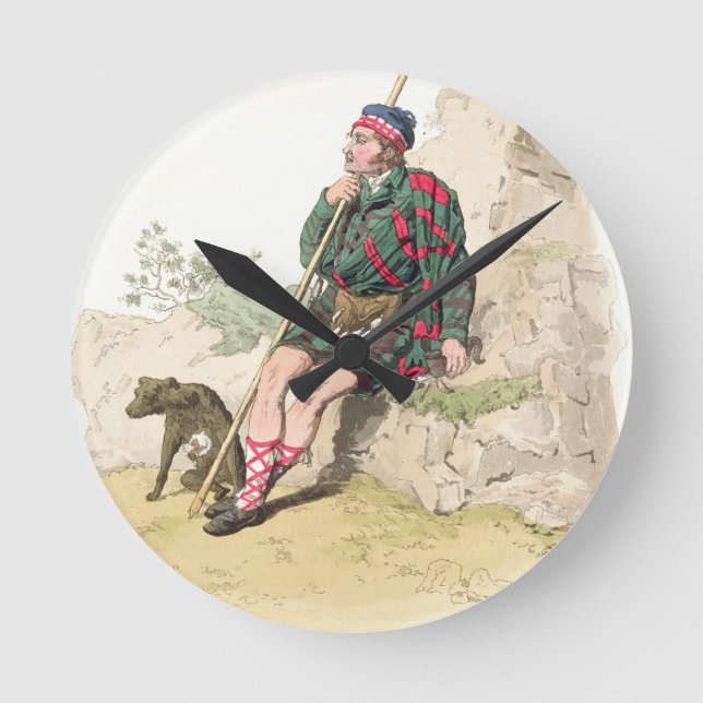 Highland Shepherd, from 'Costume of Great Britain' Round Clock (Front)