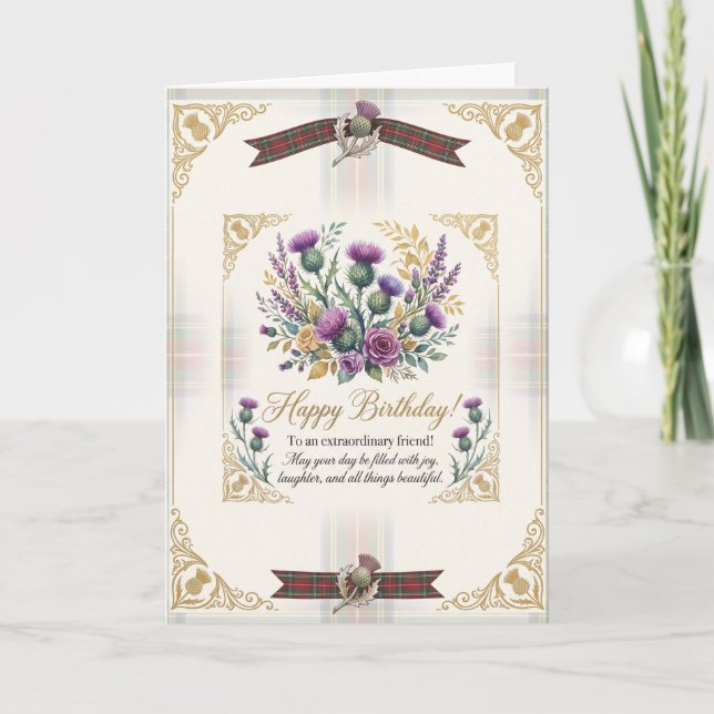 Highland Thistle Birthday Card (Front)