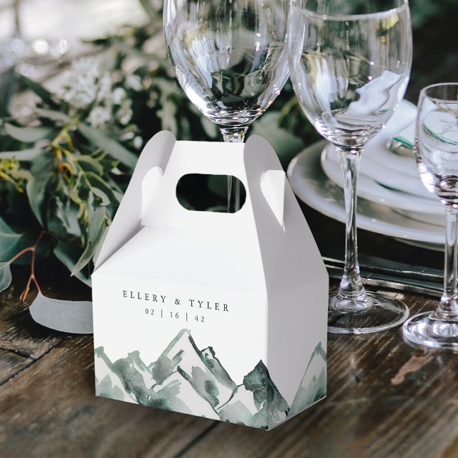 Highland | Watercolor Mountain Wedding Favor Box (Creator Uploaded)