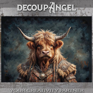 Highlander Viking Warrior Bull - Decoupage - Tissue Paper