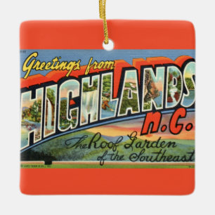 Highlands NC Postcard Ornament