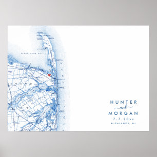 Highlands NJ Mariage Carte moderne Poster du livre