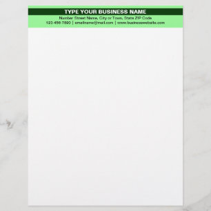 Highlighted Brand Name on Light Green Heading of Letterhead