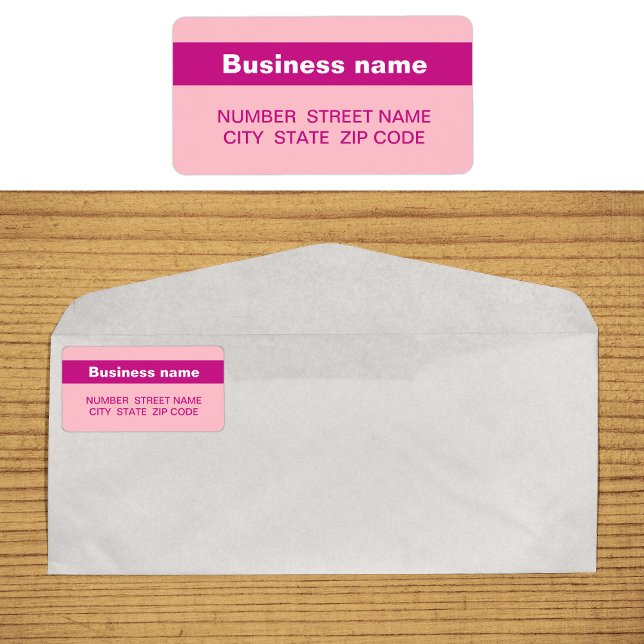 Highlighted Brand Name on Pink Address Label (Pink address label with your highlighted brand name)