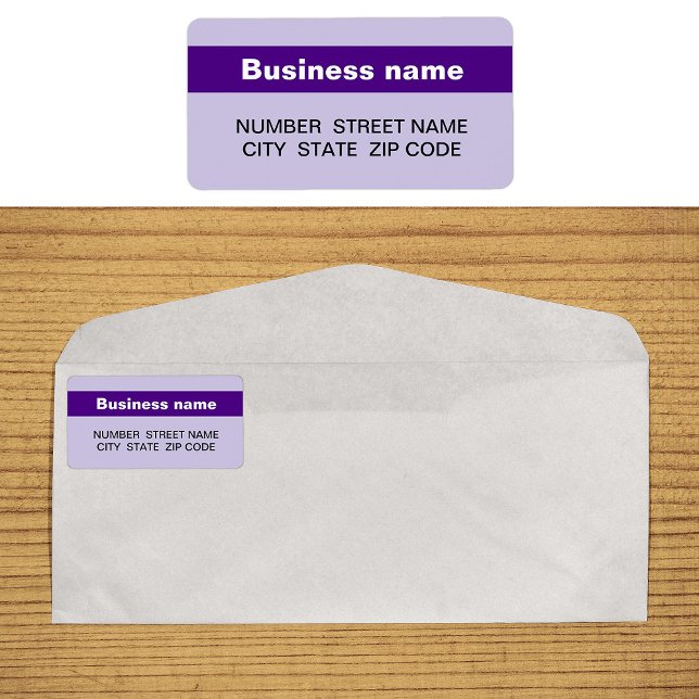 Highlighted Brand Name on Purple Address Label (Purple address label with your highlighted brand name)