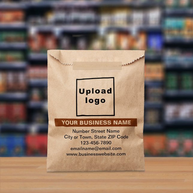 Highlighted Business Name on Brown Paper Bag (Brown paper bag with your highlighted business name displayed in a store)