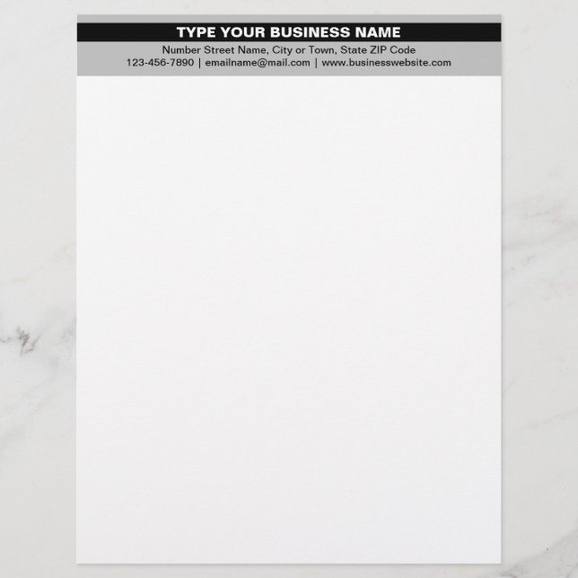 Highlighted Business Name on Grey Heading of Letterhead (Front)