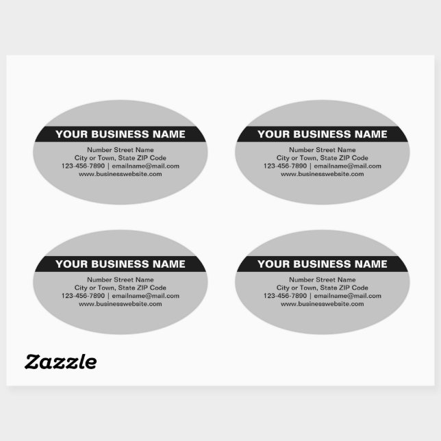 Highlighted Business Name on Grey Oval Sticker (Sheet)