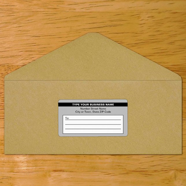 Highlighted Business Name on Grey Shipping Label (Gray shipping label with your highlighted brand on envelope)