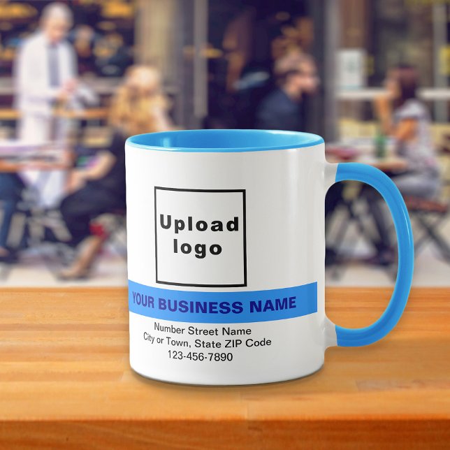 Highlighted Business Name on Light Blue Combo Mug (Your business name with highlight, logo, address and phone number on light blue combo mug.)