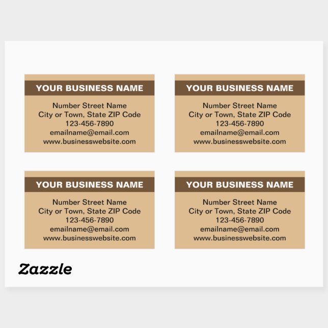 Highlighted Business Name on Light Brown Sticker (Sheet)