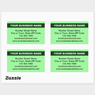 Highlighted Business Name on Light Green Sticker