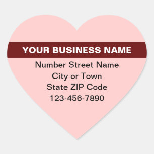 Highlighted Business Name on Light Red Heart Sticker