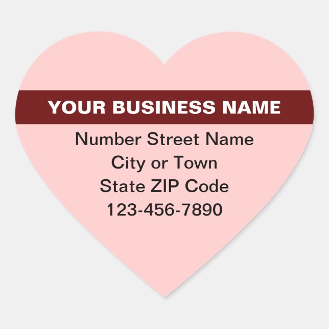 Highlighted Business Name on Light Red Heart Sticker (Front)