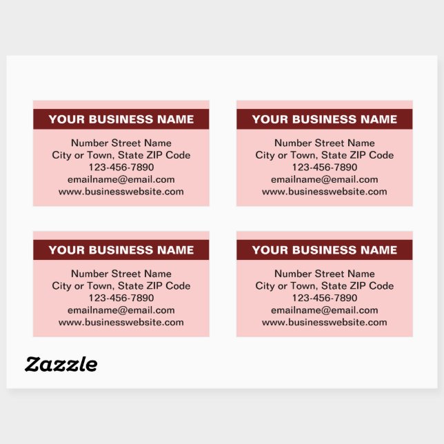 Highlighted Business Name on Light Red Sticker (Sheet)