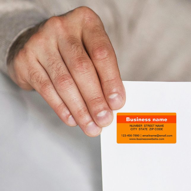 Highlighted Business Name on Orange Address Label (Orange address label with your highlighted business name)