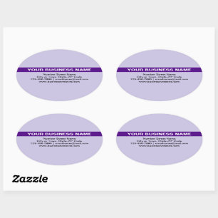 Highlighted Business Name on Purple Oval Sticker