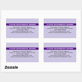 Highlighted Business Name on Purple Sticker