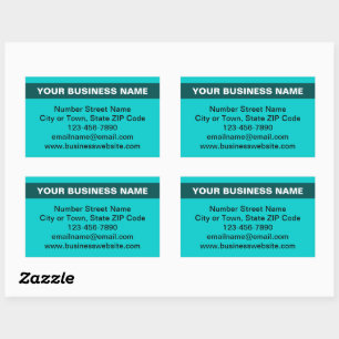 Highlighted Business Name on Teal Green Sticker