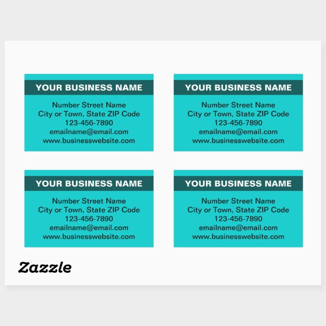 Highlighted Business Name on Teal Green Sticker (Sheet)