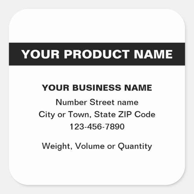 Highlighted Product Name on White Square Sticker (Front)