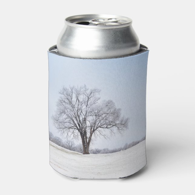 Highlighted Winter Oak Tree Can Cooler (Can Front)